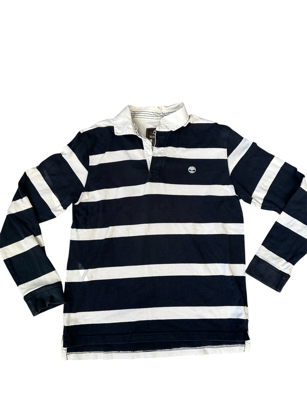 Timberland LS Striped Rugby Shirt White & Navy Size L